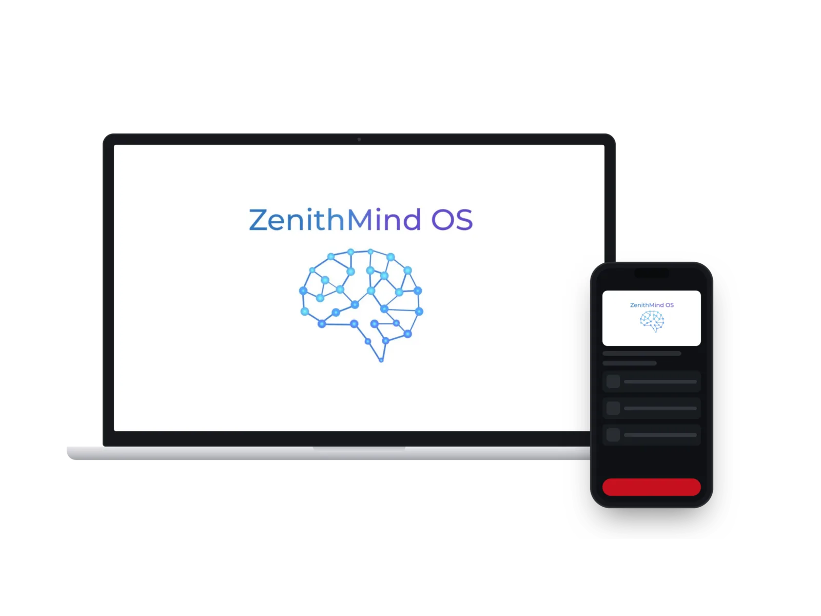 ZenithMind OS shown on a laptop and a phone