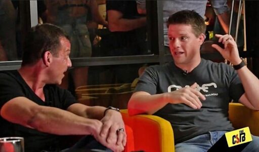 Rich Schefren and ClickFunnels founder Russell Brunson talking on a studio set